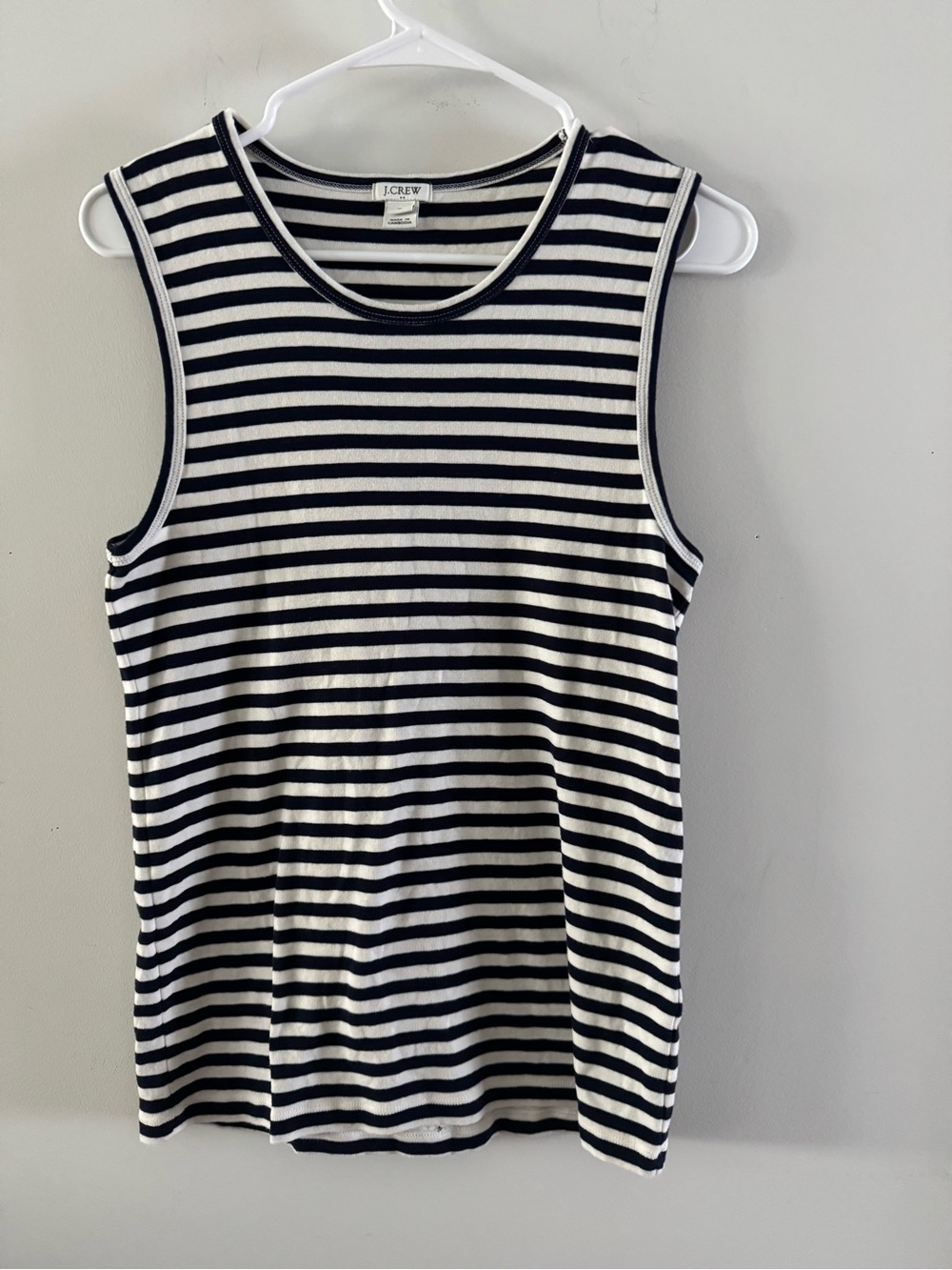 J. Crew Navy and White Striped Sleeveless Tank